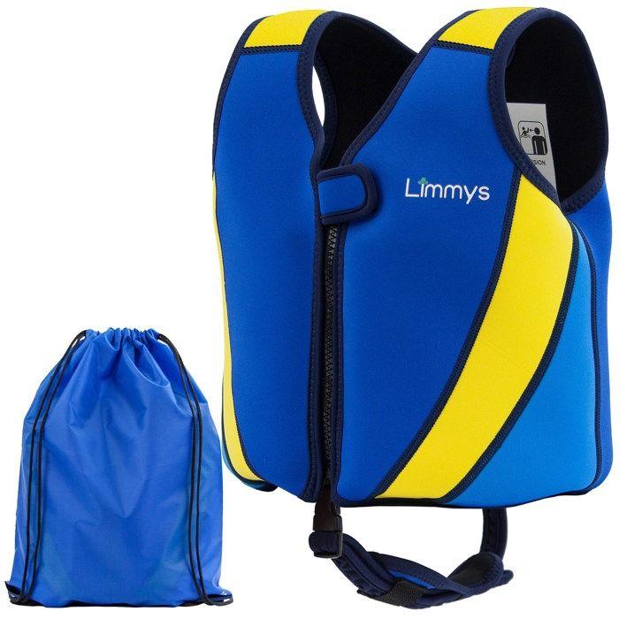 Limmys Gilet de Natation en Néoprène Premium - Gilet de Sauvetage pour Enfants - 8 Flotteurs Amovibles - Bleu Royal - Grand