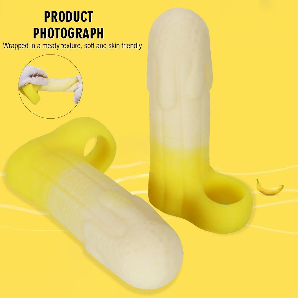 Liquid Silicone Penis Sleeve Male Delay Thickening Enhancer Hollow Wolf Sleeve Adult Toy