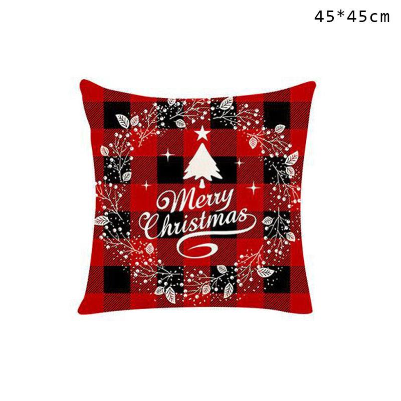 45Cm Christmas Cushion Cover New Year Decor England Plaid Style Seat Pillowcase Car Pillowcase Merry Christmas Decor Home