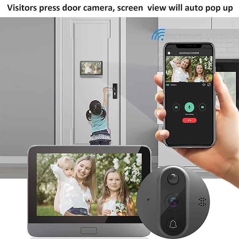 Tuya Wifi Smart Door Bell Peephole Viewer 4.3 Inch LCD Screen Wireless Doorbell Night Vision 1080P Camera Door Monitor Home Security Motion Detection