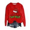 Women's Fashion Round Neck Pullover Top Long Sleeve Tee Christmas Printed Sweatshirt