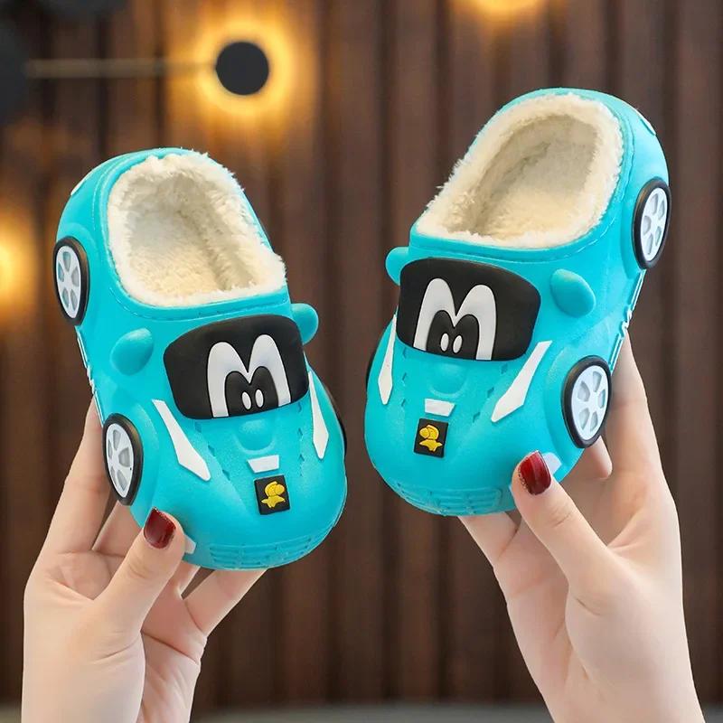 Fashion Children Indoor Slippers Winter Warm Shoes Kids Mum Dad Home Floor Slipper Cartoon Style Anti-slip Boys Girls Cotton Footwear