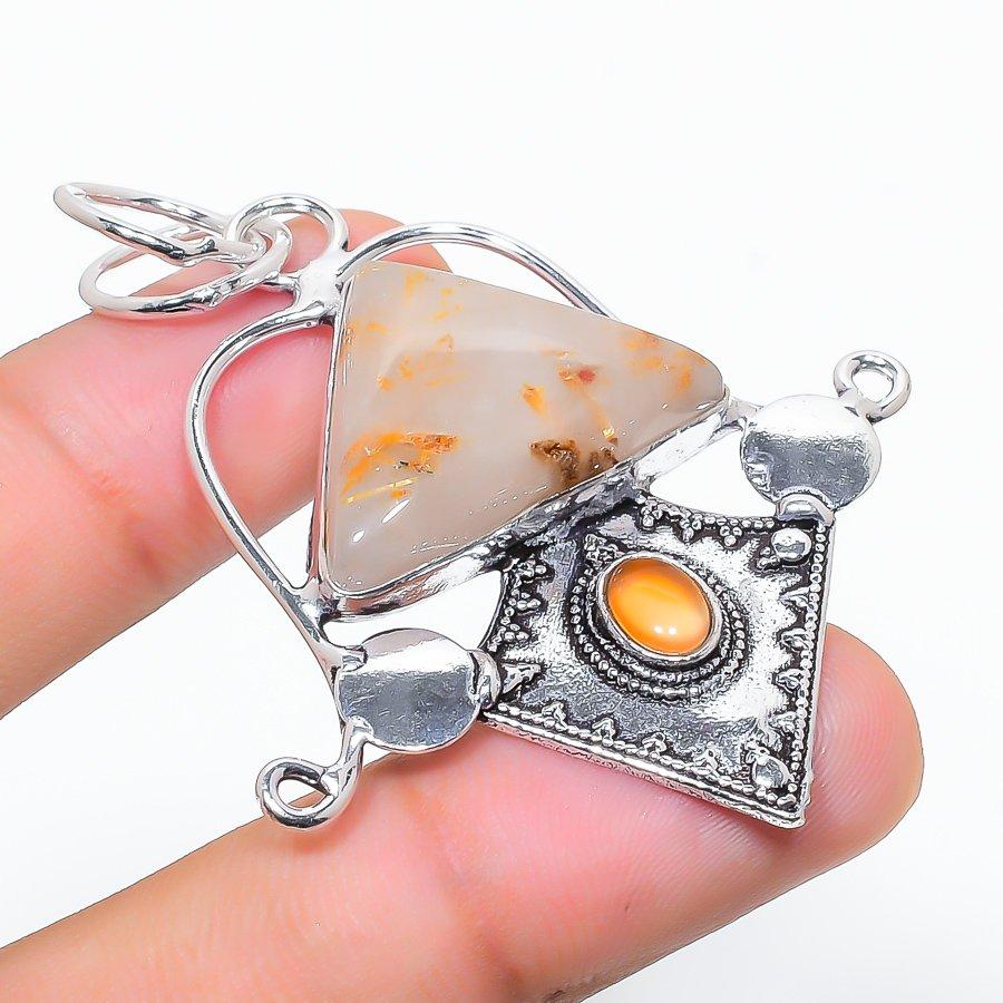 

Natural Golden Rutile Gemstone 925 Sterling Silver Gift Pendant 2.44 Y7k44