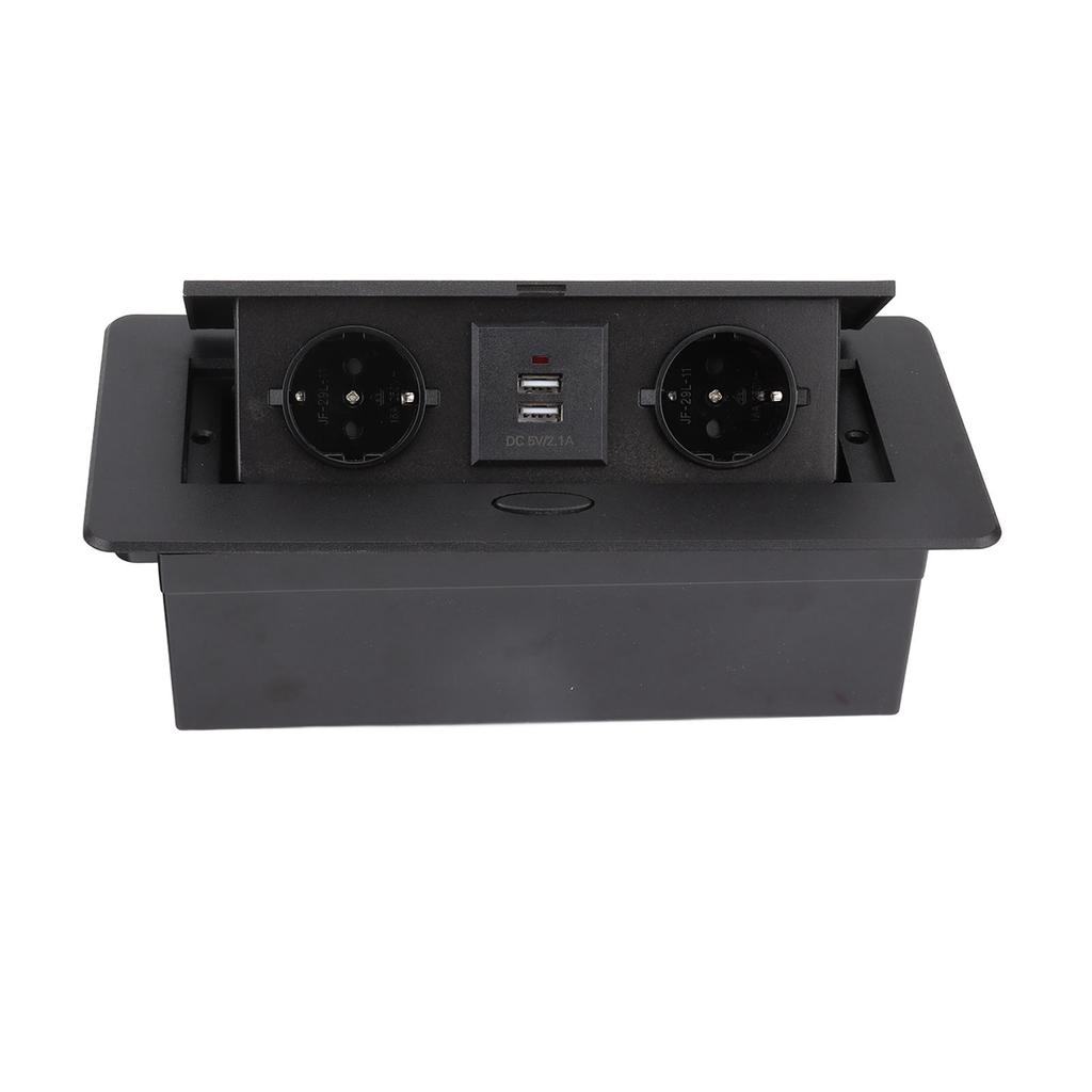Tischanschlusskasten mit zwei USB-Anschlüssen, verdeckter wasserdichter, flammhemmender Tischsteckdose