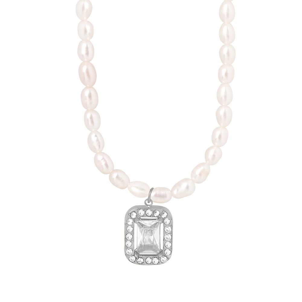 LT-P1521 New Retro Style Light Luxury French Pendant Necklace Titanium Steel 18K Gold/Silver Plated Zircon Heart Shape Jewelry