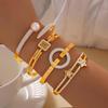 Geometric Rhinestone Inlaid Gold-Plated Titanium Bracelet - Stylish, Light Luxury, Versatile Design