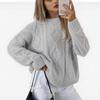 Women's Solid Color Oversized Crewneck Chunky Knit Twist Pullover Sweater, Casual Loose Plus Size Jumper for Autumn Winter