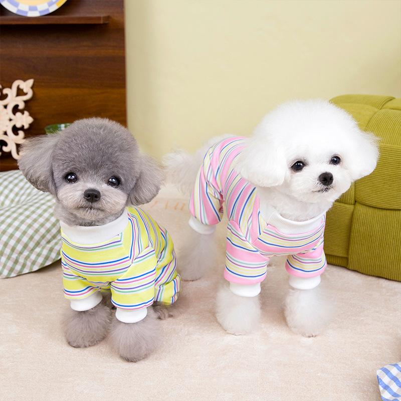 Spring and summer colorful sports dog four-legged loungewear thin breathable teddy small dog cat pet clothes