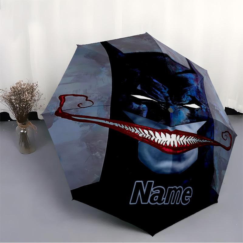 1pc Batman Joker Custom Name Automatic Folding Umbrella - Compact 8-Rib Design, Durable Plastic & Iron, Daily Use 036