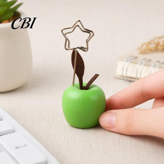 Suporte Estilo Pastoral Japonês Fofo Suporte para Cartão de Cogumelo/Fruta, Suporte de Madeira para Recados, Clipe Único para Exibição de Fotos e Imagens, Mensagem de Nota para Mesa