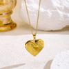 18K Gold Heart-Shaped Stainless Steel Photo Box Pendant Necklace for Women