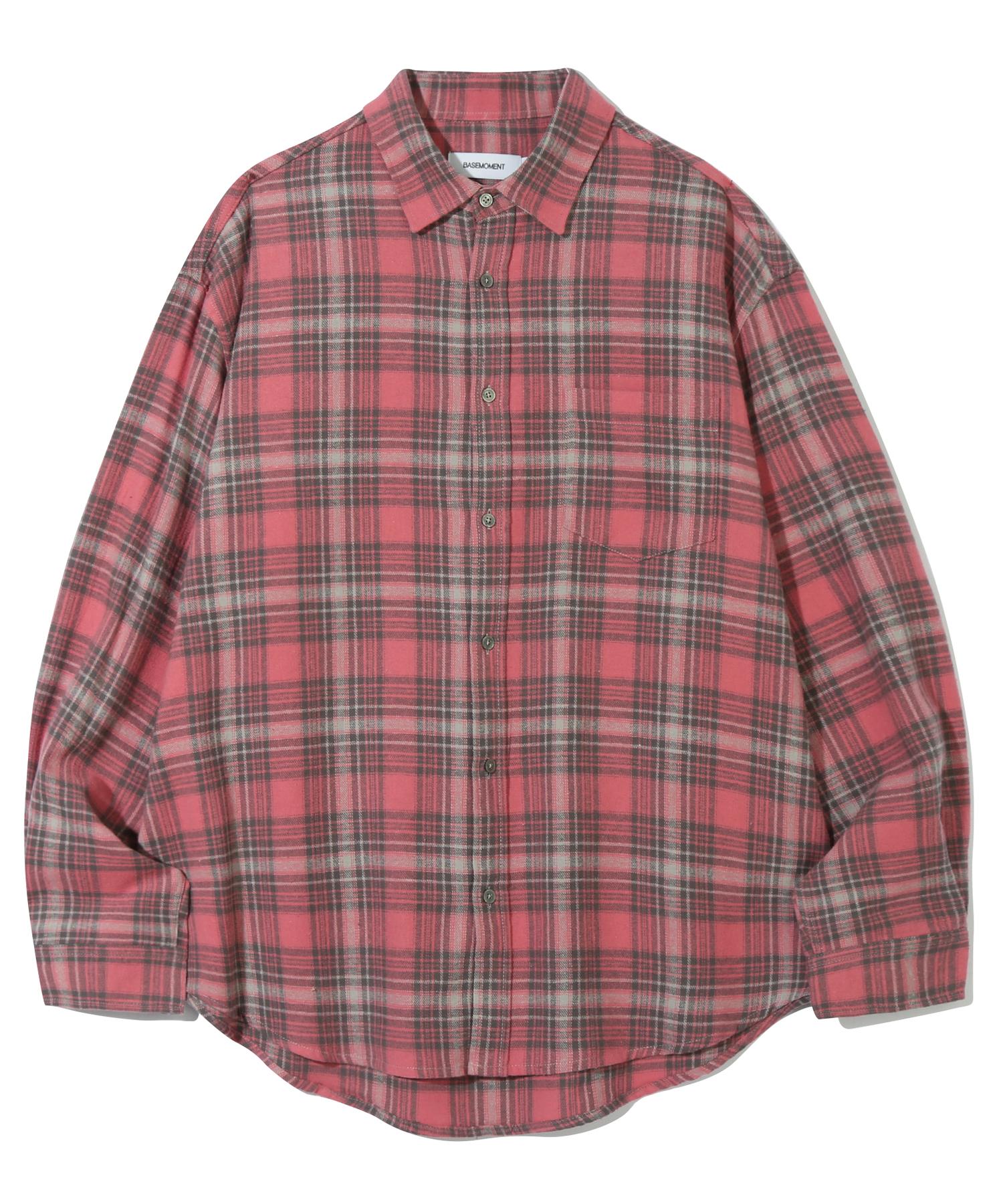 BASEMOMENT Flannel Plaid Check Shirt Pink