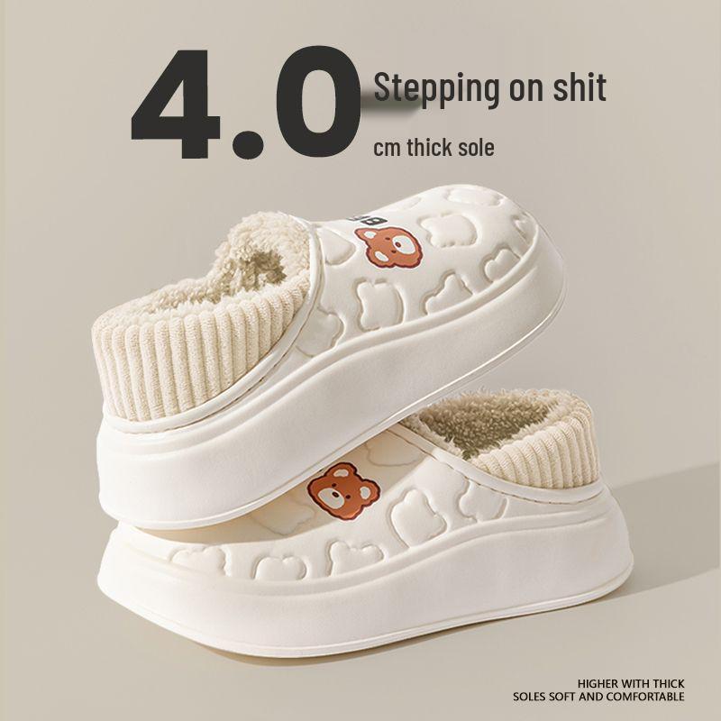 Wasserdichte Damen Winter Baumwollpantoffeln - Fersenbedeckt, Warmes Plüschfutter, Innen/Außen 2024 Neuer Stil