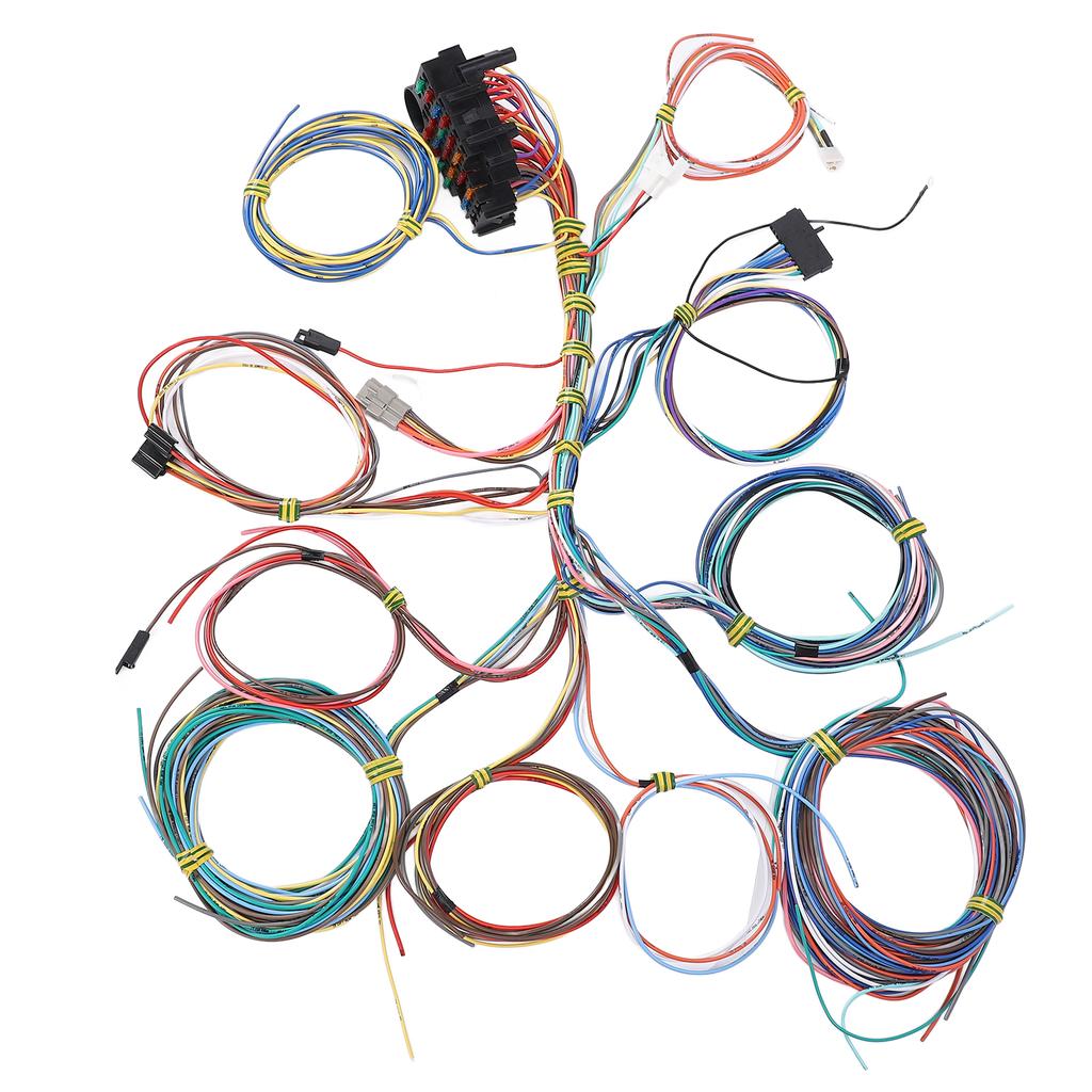 Universal 22 Circuit Wiring Harness Kit with Fuse and Installation Instructions for Any 12 Volt Vehicle