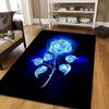 Blue Rose Floral Print Area Rugs Washable Carpets for Bedroom Kitchen Living Room Non Slip Floor Mats for Home Playroom Decor