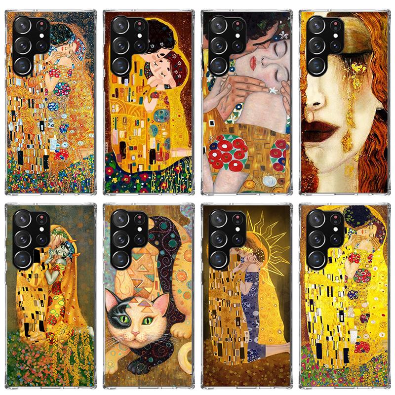 Kiss by Gustav Klimt Desig Phone Case For Samsung Galaxy S23 S24 S25 Edge S26 Ultra S22 + S21 Plus S20 FE Cover Silicone Print S