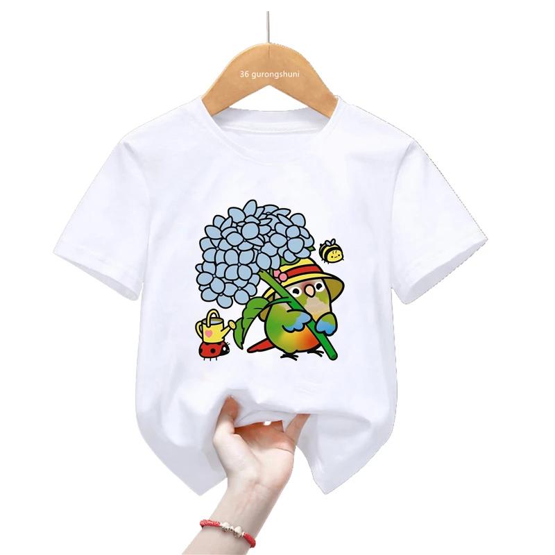 

Summer Cartoon Cockatiel Bird Print T Shirt For Girls/Boys Funny Parrot Bird Kids Clothes Short Sleeve Tshirt 160