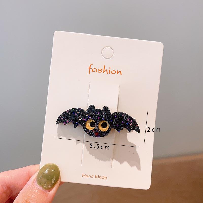 Halloween Children's Hair Accessories, Pumpkin Ghost, Funny Handmade Hair Clips, Black Bat Bow, Girl Party Hair Clips