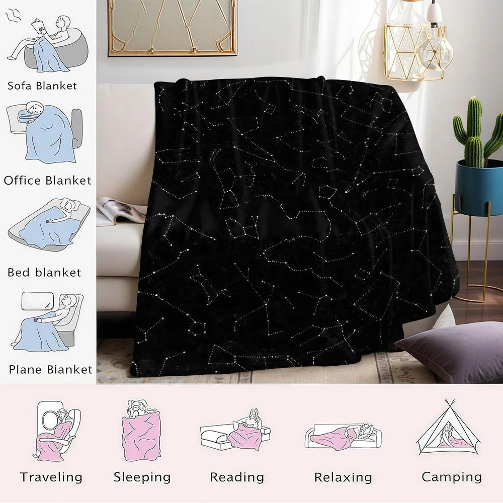Starry Web Flannel Blanket Warm Soft Halloween Christmas Couch Warm Cozy Decorative Decor Gift For All Season