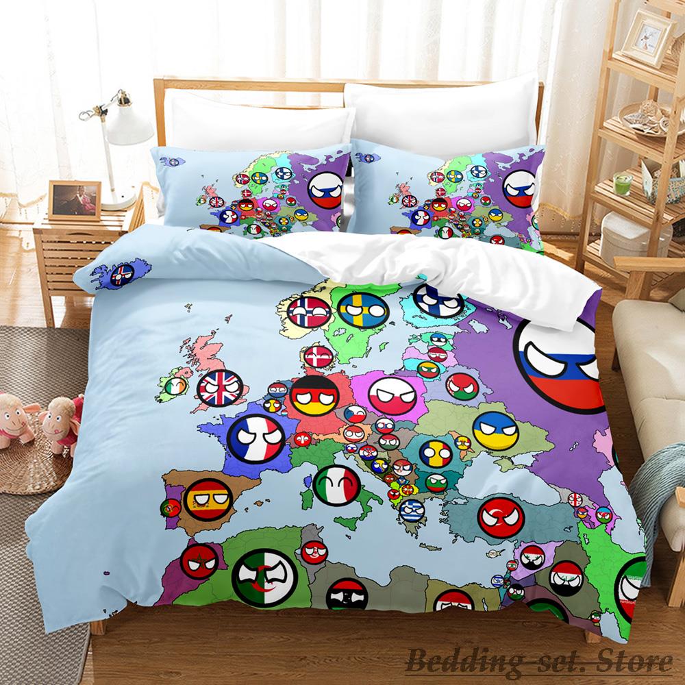 Neues Countryball Polandballs Bettwäsche-Set Einzelbett Twin Full Queen King Size Bettset Aldult Kinderzimmer Bettbezug-Sets Anime