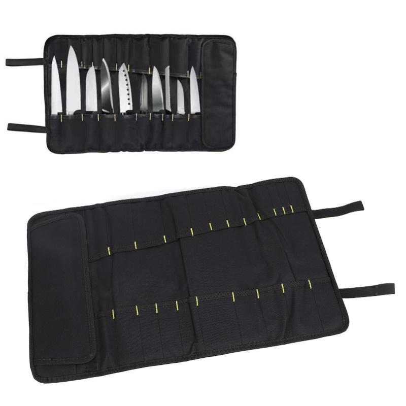 20 Slots Chef Knife Bag Multifunctional Portable Cutlery Knives Holders Protectors Roll Storage Bag For Home Kitchen Travel