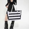 Women Canvas Beach Tote Bag Large Capacity Summer Shoulder Bag Zipper Closure Travel Shopping Handbag