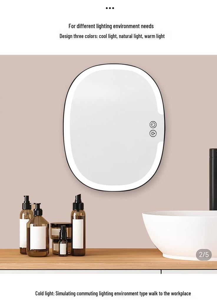 Shower-Proof LED Makeup & Shaving Mirror with Anti-Fog, Storage Shelf & Hooks