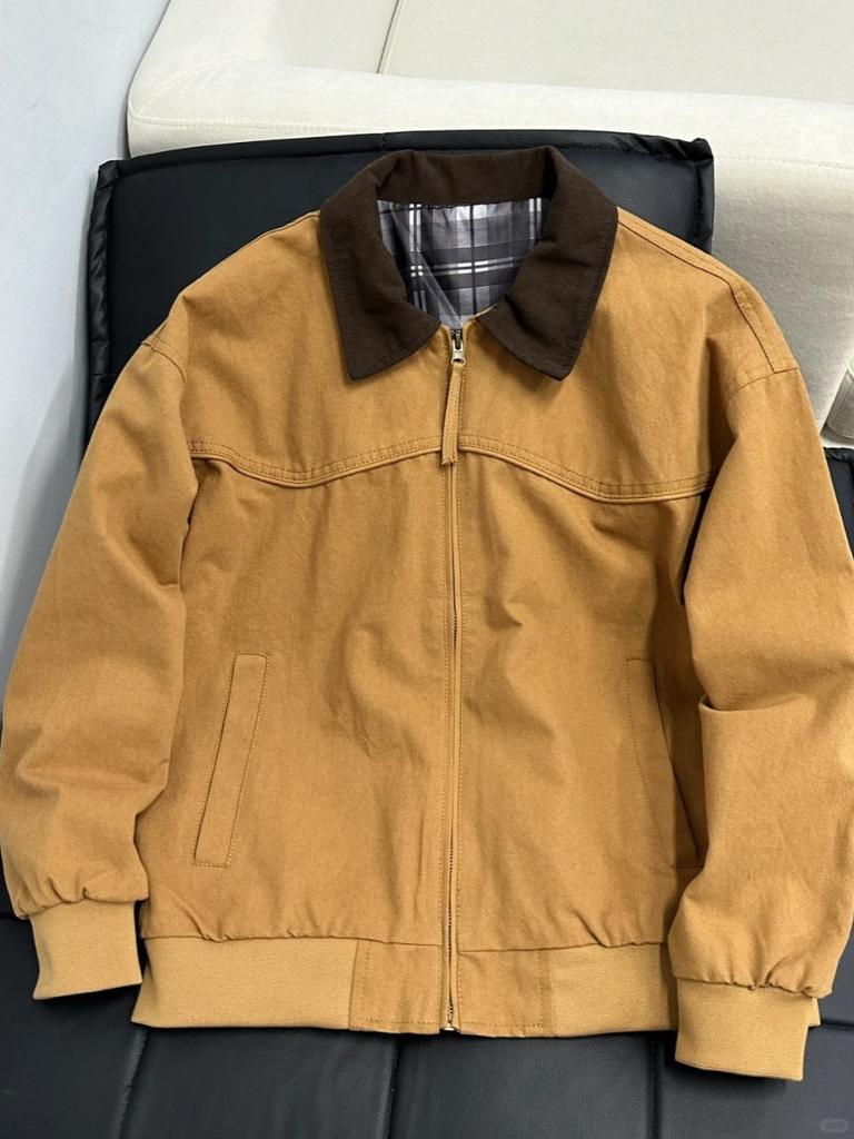 Khaki Couple Tooling Jacket Men's Spring and Autumn Trend Brand American Retro Lapel Front Shoulder Detroit Top