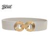 Wide Elastic Waist Belt 75cm Women's Belt, Stretch Fashionable with Slimming for Daily Commute Geometric Metal Buckle, Dress Corset Accessory