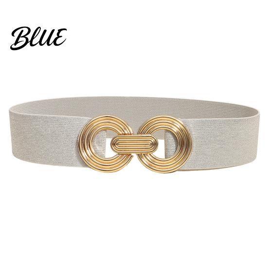 Wide Elastic Waist Belt 75cm Women's Belt, Stretch Fashionable with Slimming for Daily Commute Geometric Metal Buckle, Dress Corset Accessory