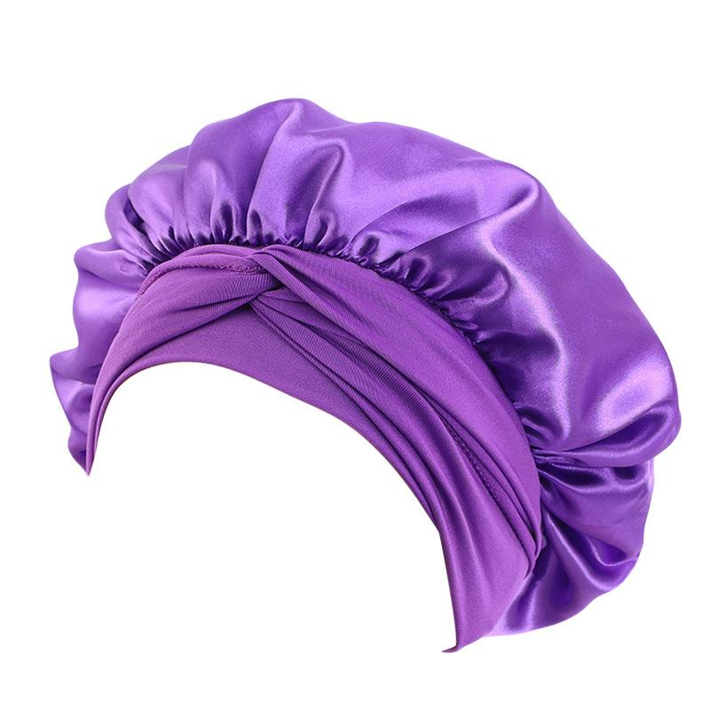 Satin Streamer Round Hat, Nightcap, Women'S Headscarf Hat, Perm And Hair Care Hat Tjm-301-1