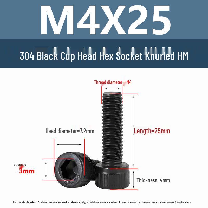 Yigu 304 Stainless Steel Hex Socket Cylindrical Head Screws: M2-M5 Bolts, M6-M12 Screws