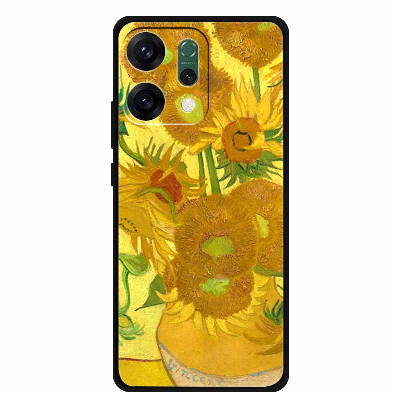 For Oppo Reno 14 5G 3D CaseRelief Flowers Emboss Phone Cover For Oppo Reno 14 Black Silicone Shockproof Soft Fundas Protector