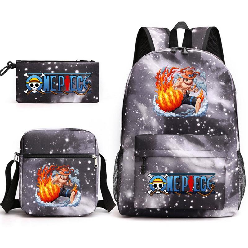 One Piece Anime Backpack Kids School Use Large Capacity Oxford Fabric Dual Shoulder Bag With Padded Straps