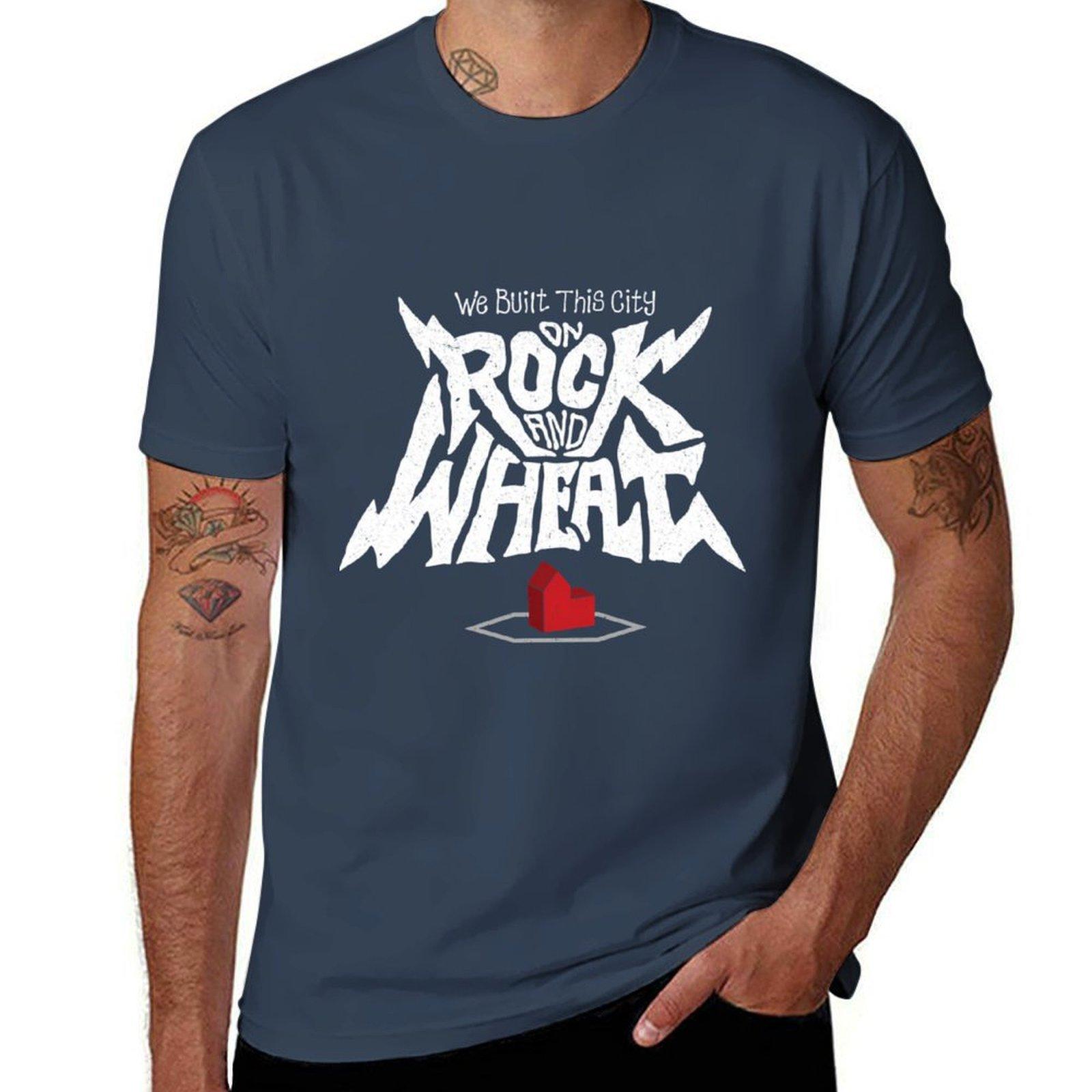 We Built This City On Rock And Wheat Tshirt Summer Print Short Sleeve Tee S
