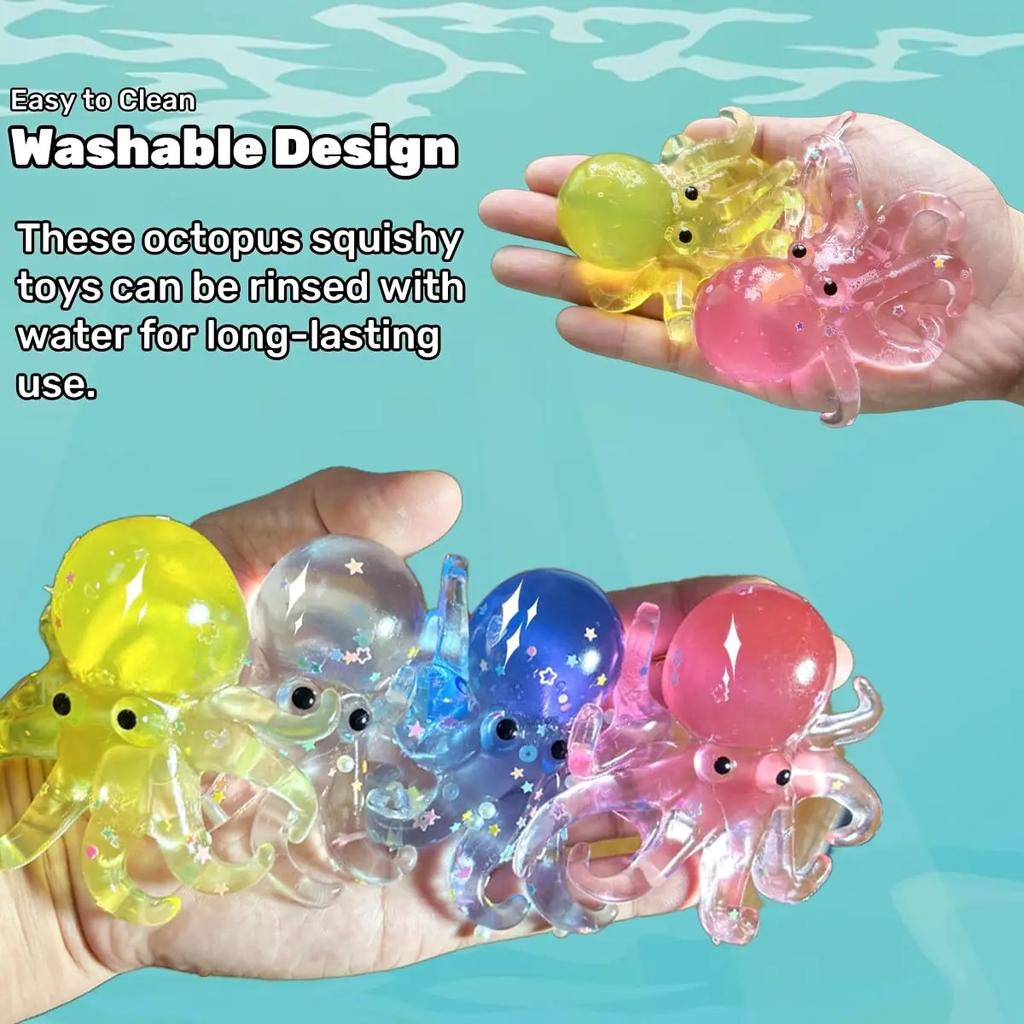 Octopus Squishy Toy,Sensory Stress Relief Fidget Ball for Kids & Adults,Ideal for Classroom Prizes, Party Favors & Holiday Gifts