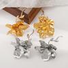 Women New Vintage Earrings Creative Metal Floral Earrings Leaf Design High Grade Elegant Fashion Ear Jewelry Accessories