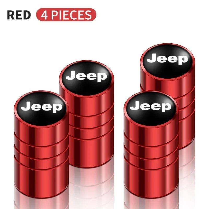 4 PCS Metal Car Tire Valve Cover Valve Stem Box Cover for Jeep JPB Renegade Wrangler Jk Compass Grand Cherokee Gladiator