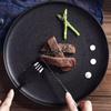 ceramic dishes Black retro ceramic steak plate Hotel Restaurant Simple Plate Fruit Western Plates Shallow round frosted dish
