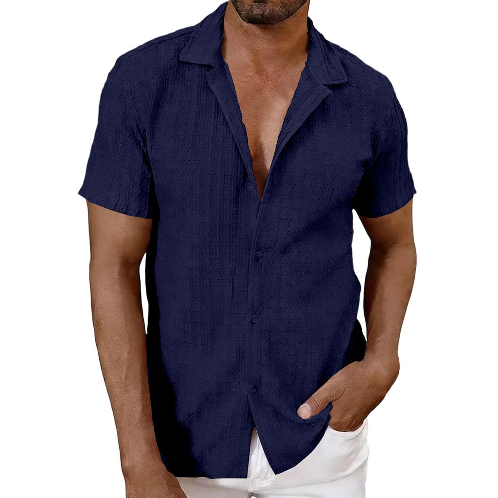 Men's Short,sleeved Top, European And American Knitted Hollow,out Breathable Cool Casual Shirt
