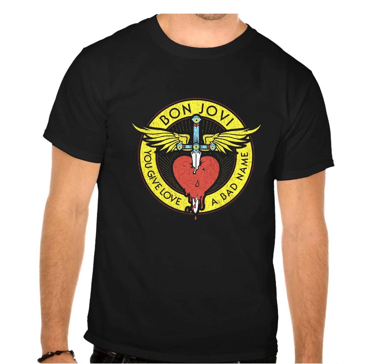 

BON JOVI Rock Band Rock Music legends Black T-SHIRT -956- 3XL