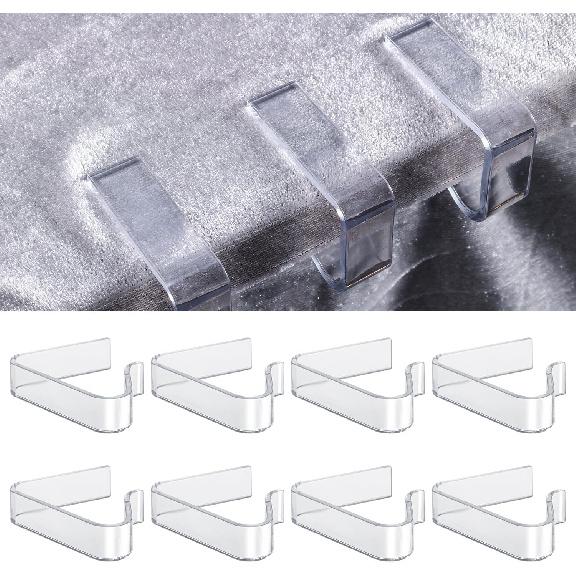 LUTER 8pcs Plastic Tablecloth Clips, Transparent, 0.7-1.4 inch Thickness, ABS Material, Table Cover Clips for Home, Party, Picnic, Wedding, Buffet,