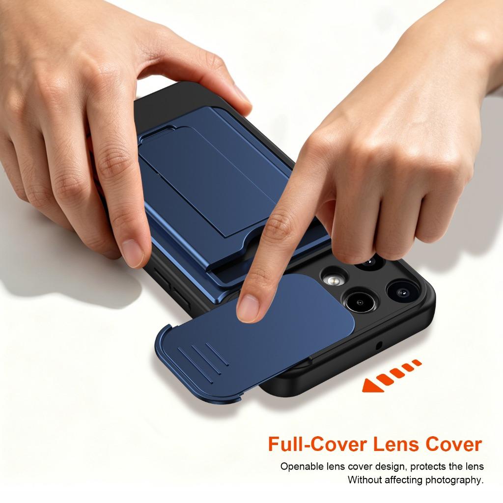 Slide Camera Lens Protector Phone Case W/ Card Slot Holder Invisible Bracket Kickstand For Nothing Phone (4a) Pro (3a) Lite