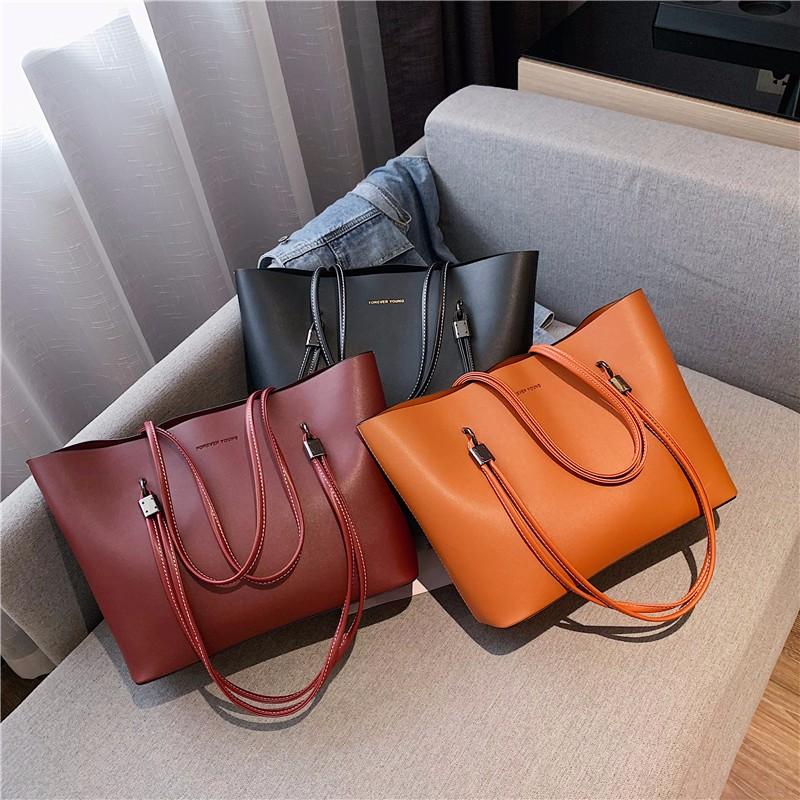 Large Capacity PU Leather Tote Bag for Women Luxury Lady Handbags with Purse Pocket Big Messenger Bag
