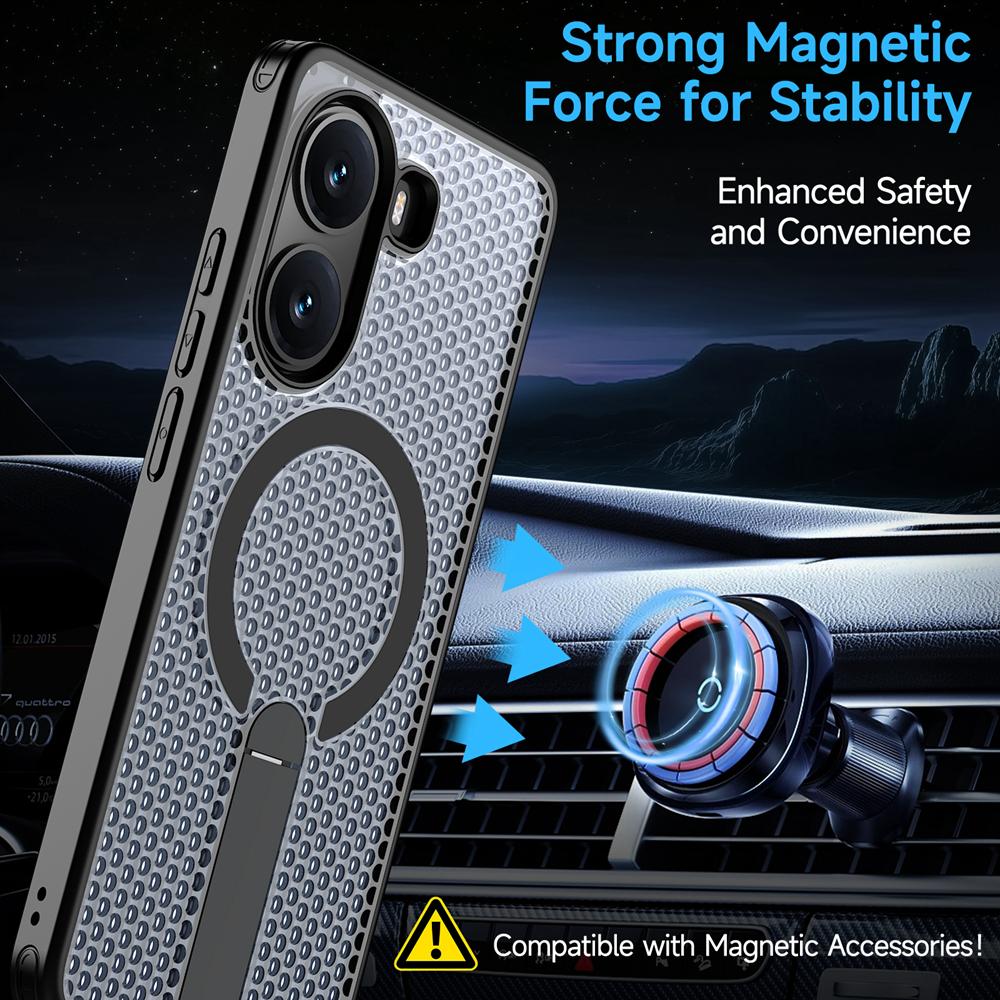 KEYSION Hülle mit Hohlraum zur Wärmeableitung und Magnetfunktion für Xiaomi POCO X7 Pro 5G Kühlständer Stoßfeste Handyhülle für Redmi Turbo 4