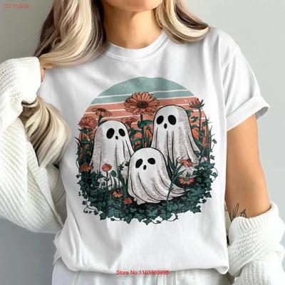 Cute Ghosts T Shirt Halloween Themed Spooky Season Ghostly Garden Design Fun Outfit Vintage Style Vintage Graphic