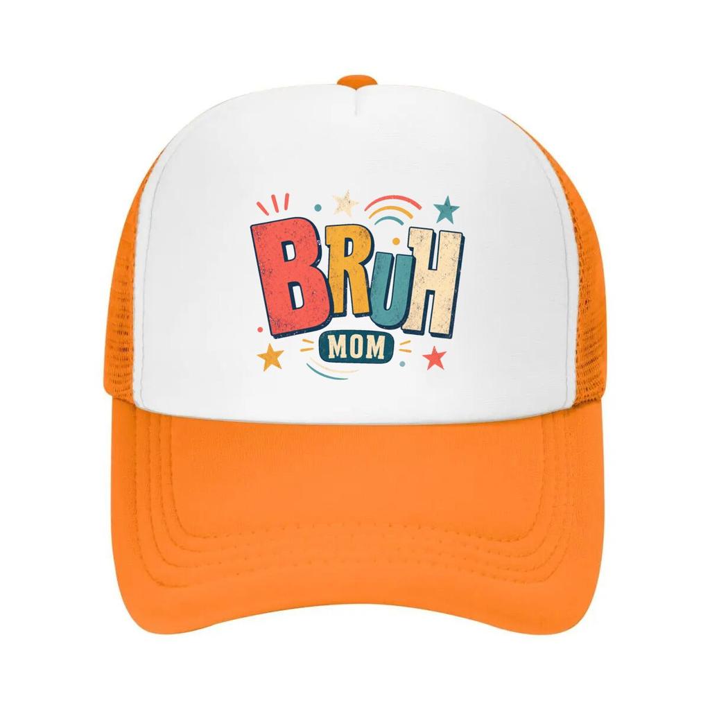 Retro Bruh Mom Sunset Wordmark Mesh Baseball Cap Casual Hat Outdoor  For Womens Unisex FeUnisex