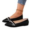 French Pointed Toe Shallow Mouth Single Shoes Women 2024 Pearl Temperament Versatile Work Shoes Flat Comfort Zapatos De Mujer