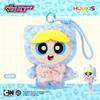 12cm Powerpuff Girls Leopard Cat Plush Pendant Cute Sequin Bow Tail Backpack Keychain Charm Doll Decoration