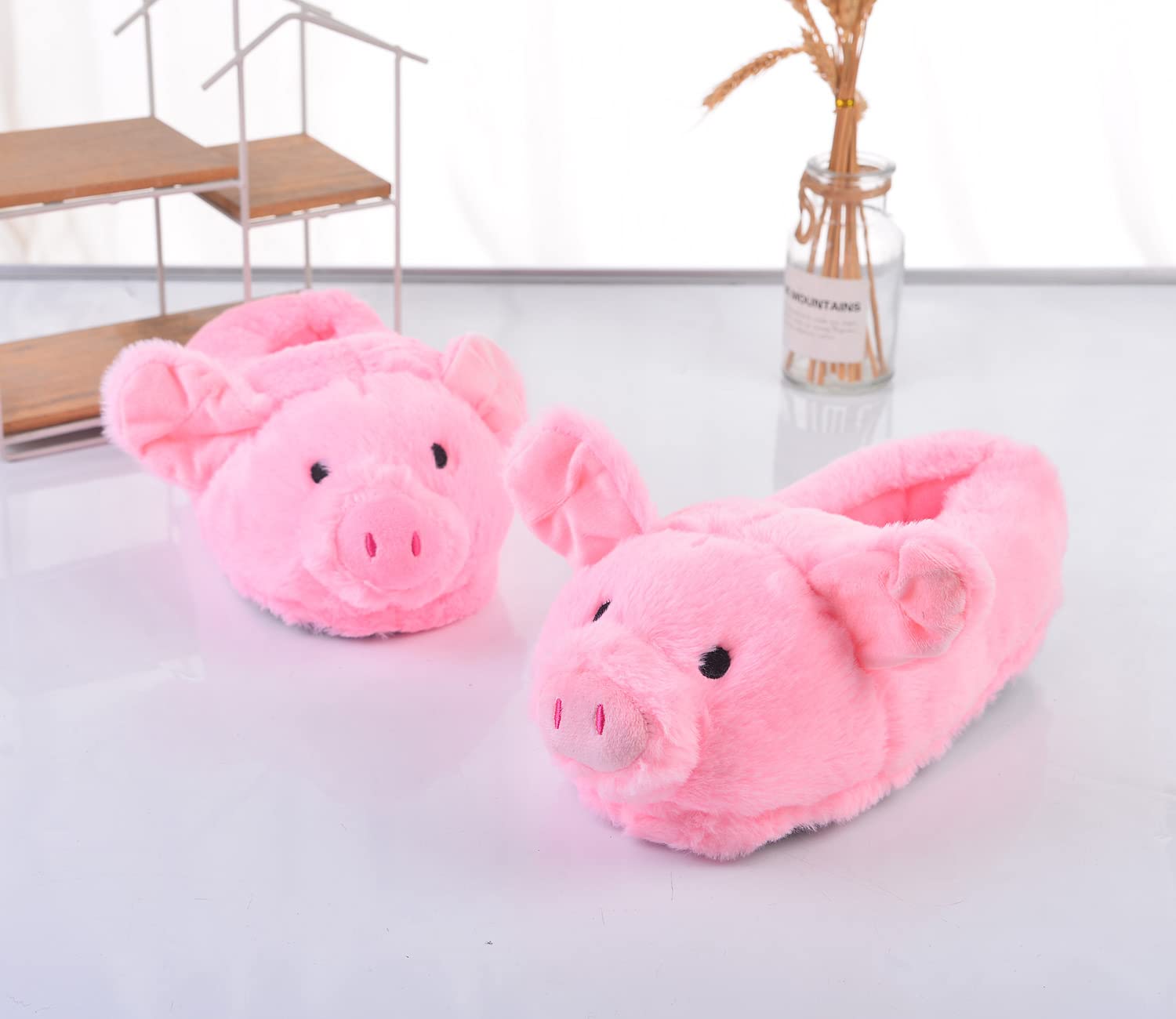 

Розовые тапочки Holy Pig, домашняя обувь для пар, женские пушистые шлепанцы, меховые шлепанцы, кавайная домашняя обувь, женские милые плюшевые тапочки Piggy One Size